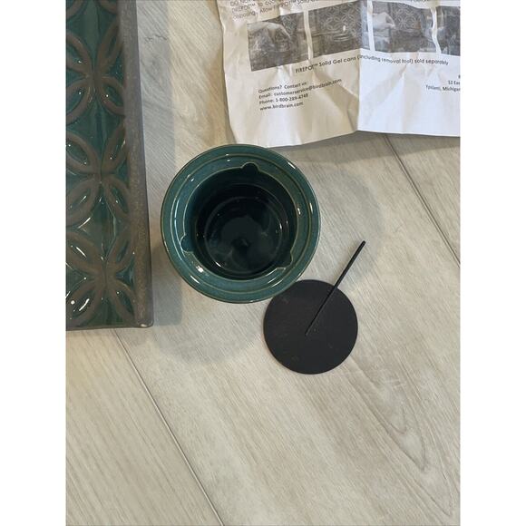 FIRE POT Allen+Roth 16.73" Wall Mount Blue Ceramic Hand Glazed #0357685 Open Box - Picture 6 of 8